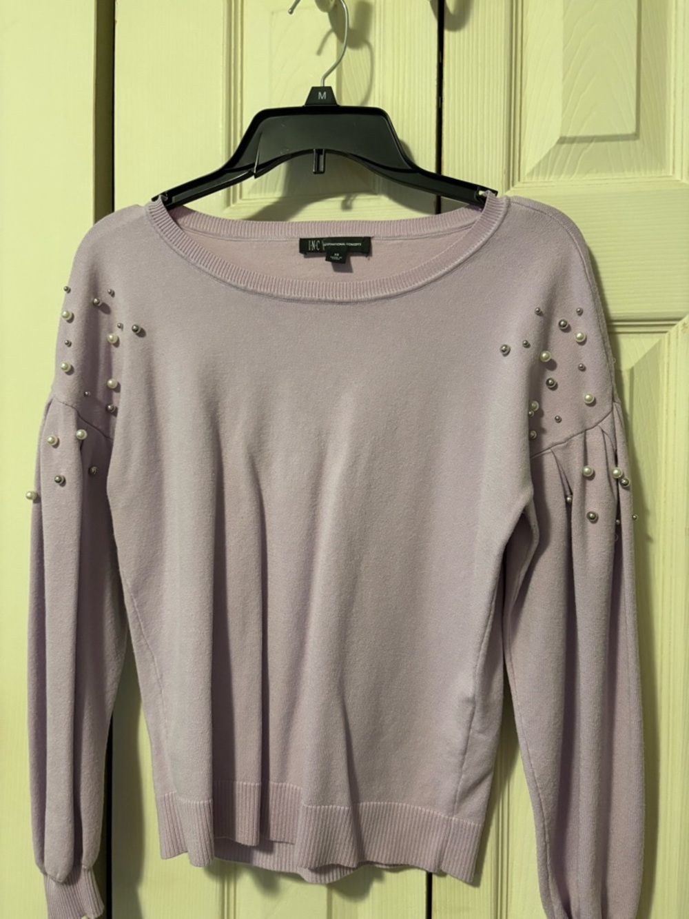 INC International Concepts Lavender Pearl-Accent Pullover Sweater